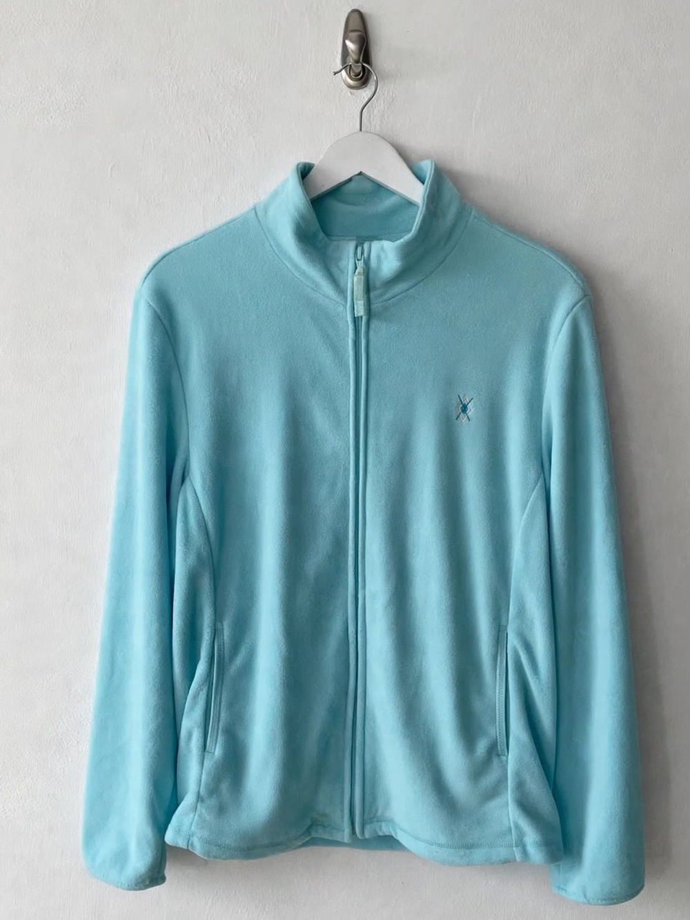 Jasmine Rose XL Fleece Zip Up Jacket Aqua Blue Pockets